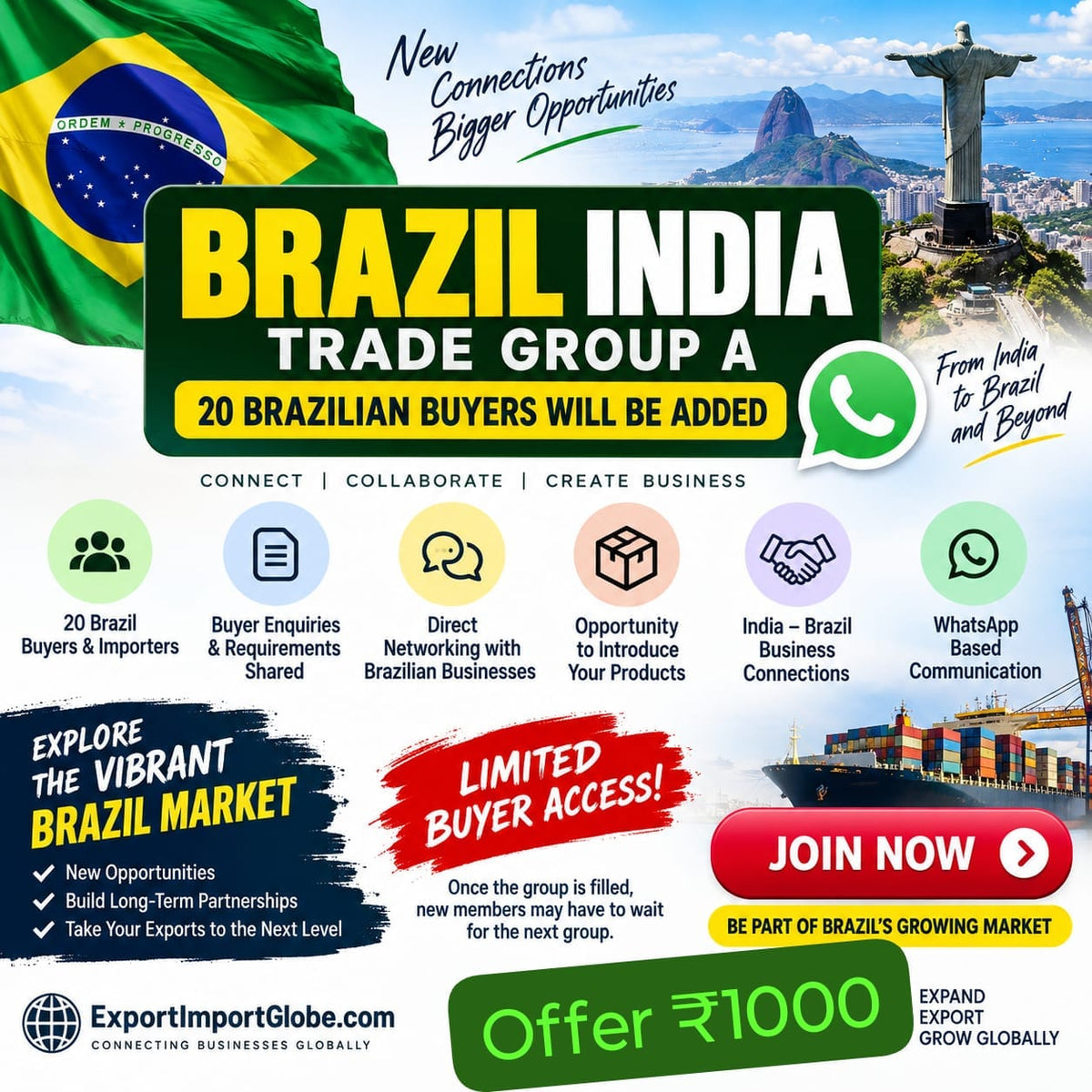 BRAZIL INDIA TRADE GROUP A - Whatsapp Group - Importers from Brazil
