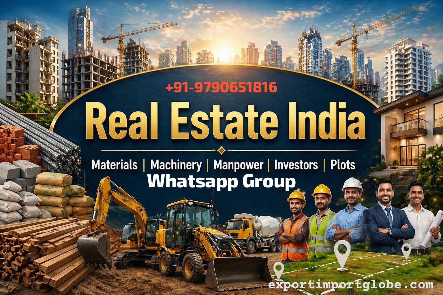 Real Estate India WhatsApp - Materials | Machinery | Manpower | Investors | Plots
