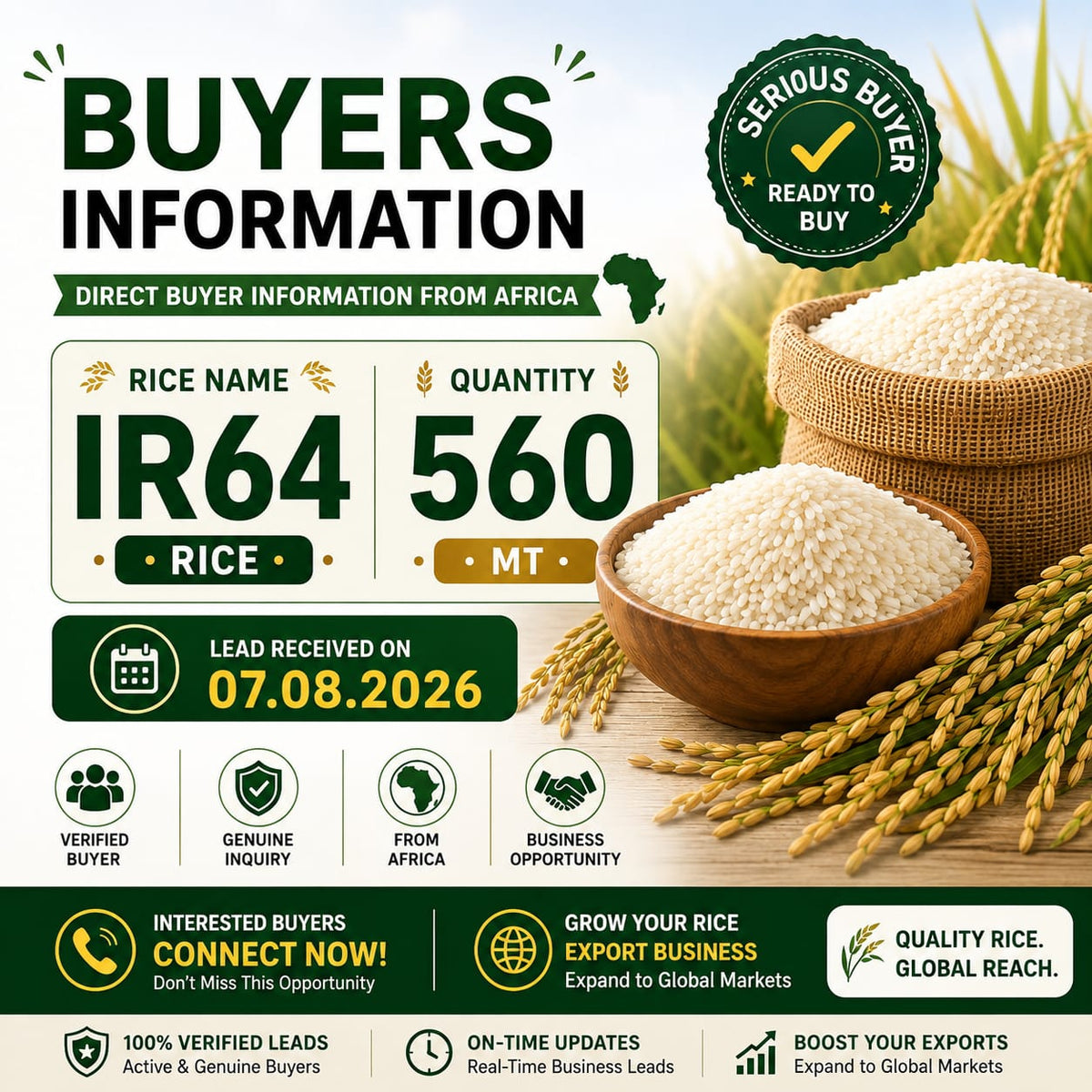 ₹510- IR64 560MT Rice needed| Get the Buyer Details | Ltd slots