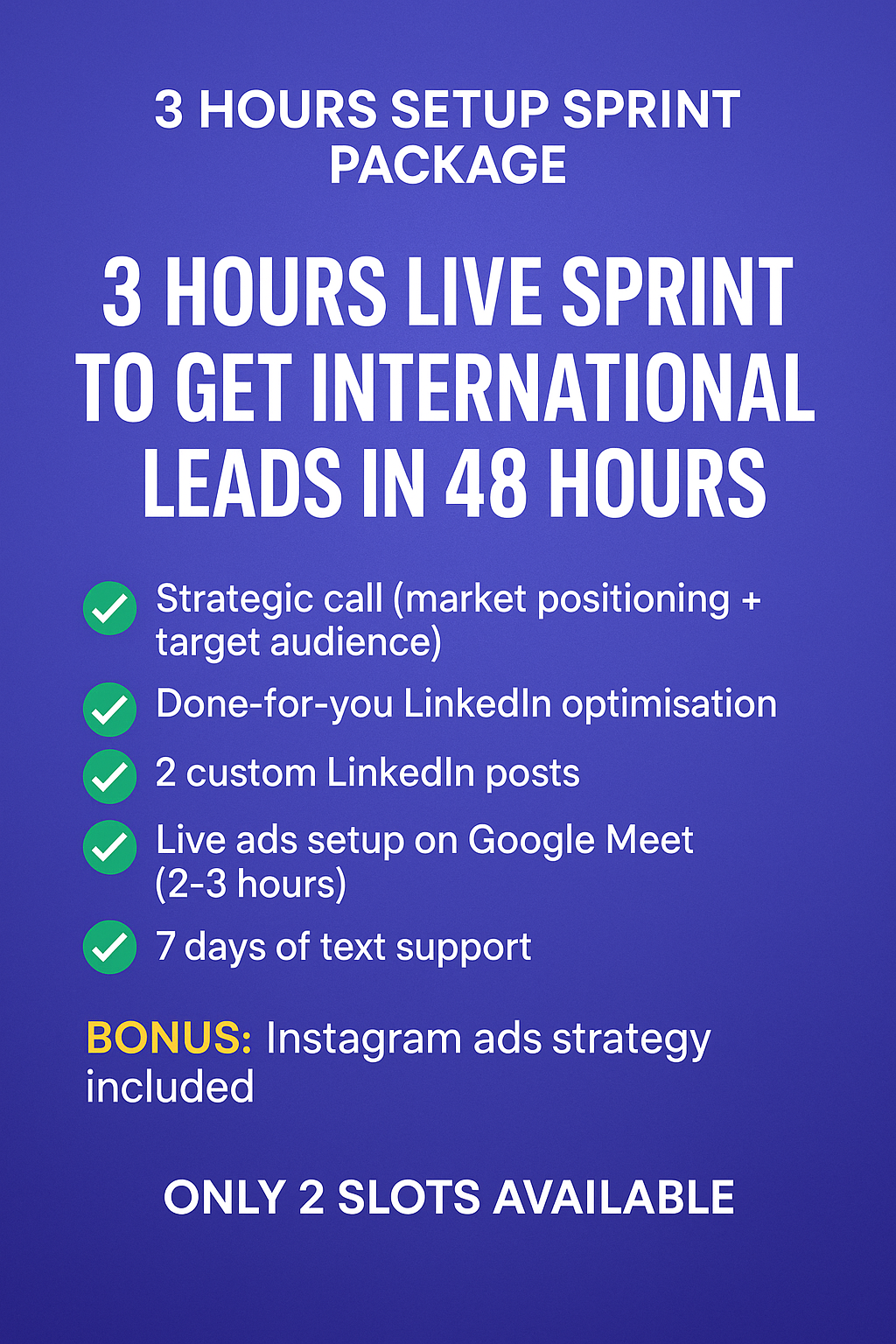 ⚡3 Hours Sprint - Linkedin + Insta Ads Launch