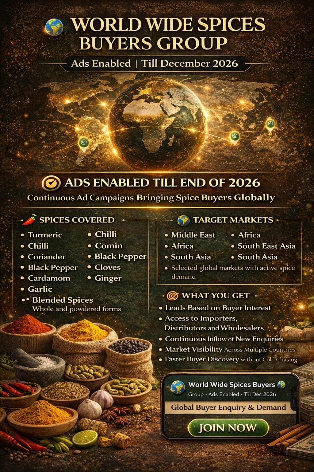 Spices - World Wide Buyers Group
Ads Enabled | Till December 2026