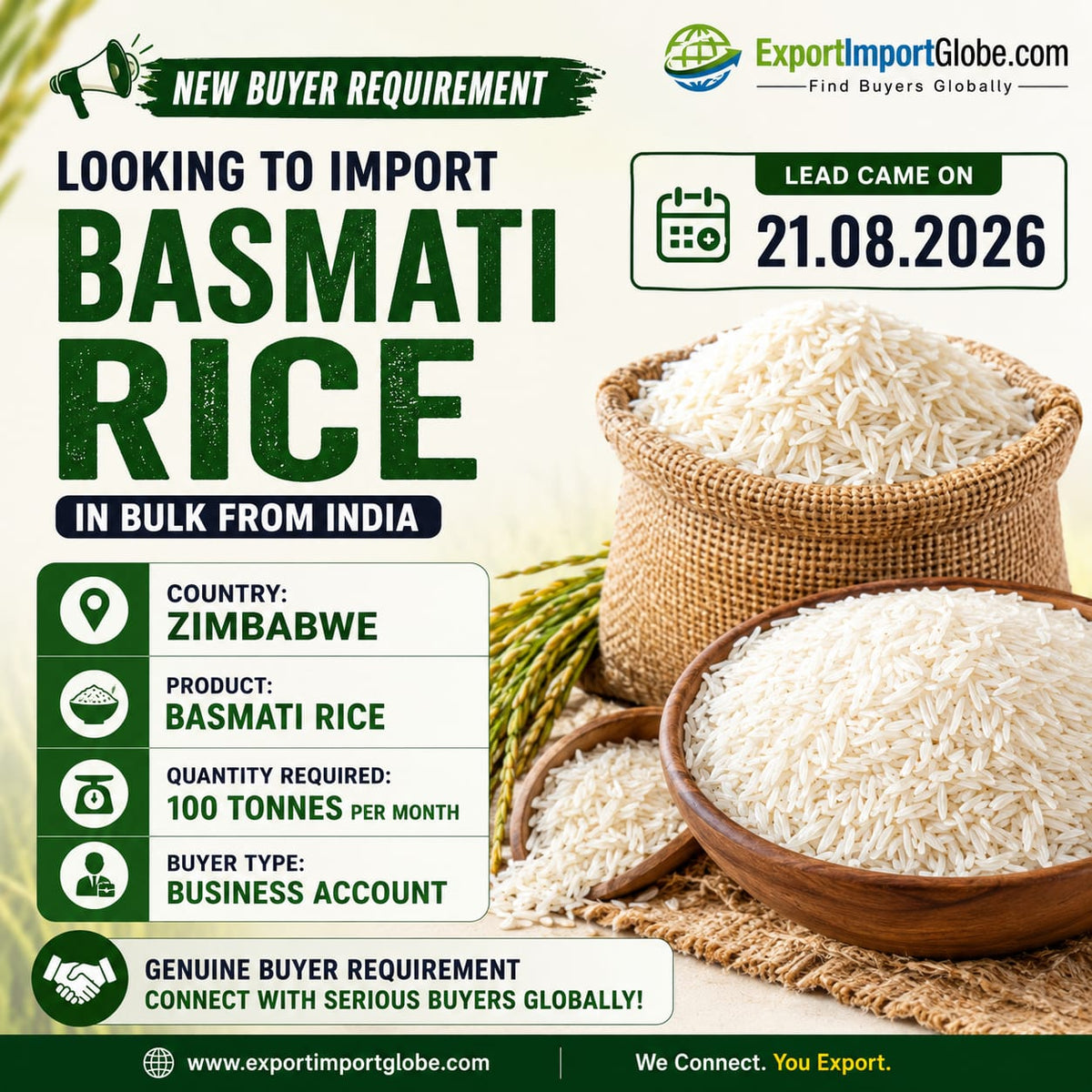 ₹330- Monthly 100 Tonnes Basmati rice needed| Get the Buyer Details | Ltd slots